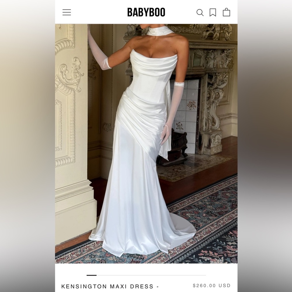 Elegant White Satin Wedding Gown - Picture 2 of 3